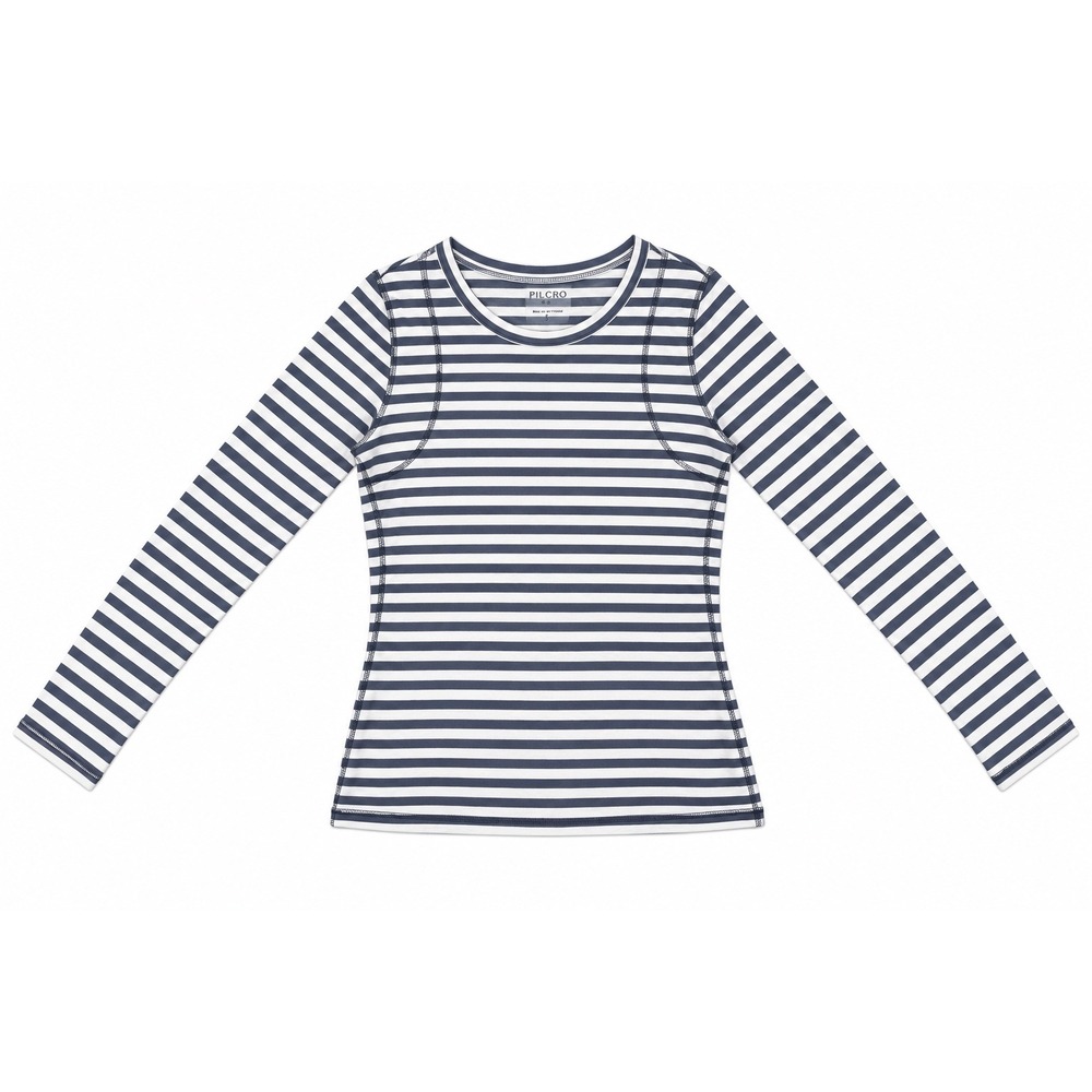 Pilcro Anthropologie Women's XXS Navy White Striped Long Sleeve Seamed Top
